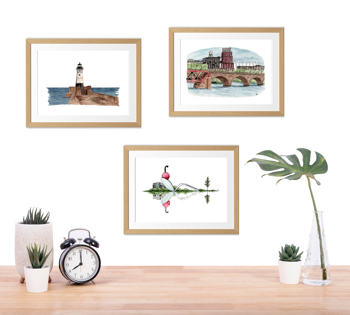 Duluth Lighthouse Illustration - Pen and Watercolor Art - Archival Quality Art Print: 8x10 inches