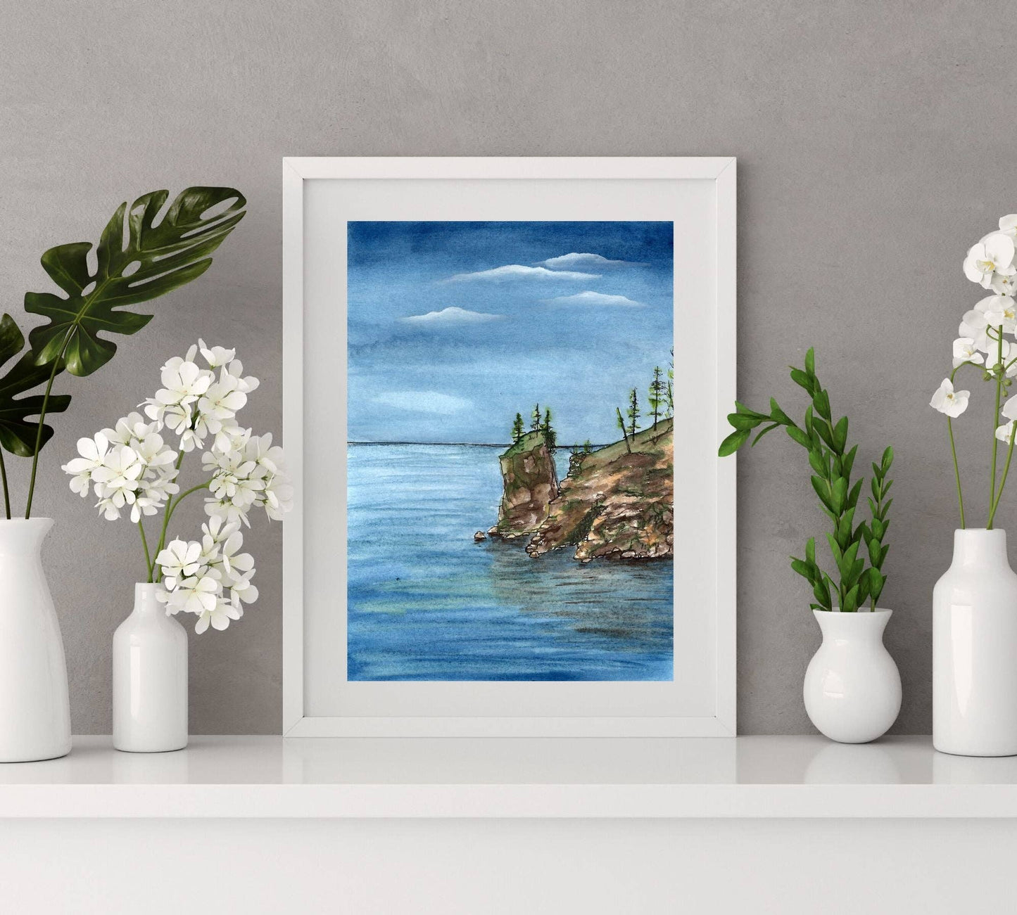 North Shore in Pen and Watercolor - Archival Art Print: 8x10 inches