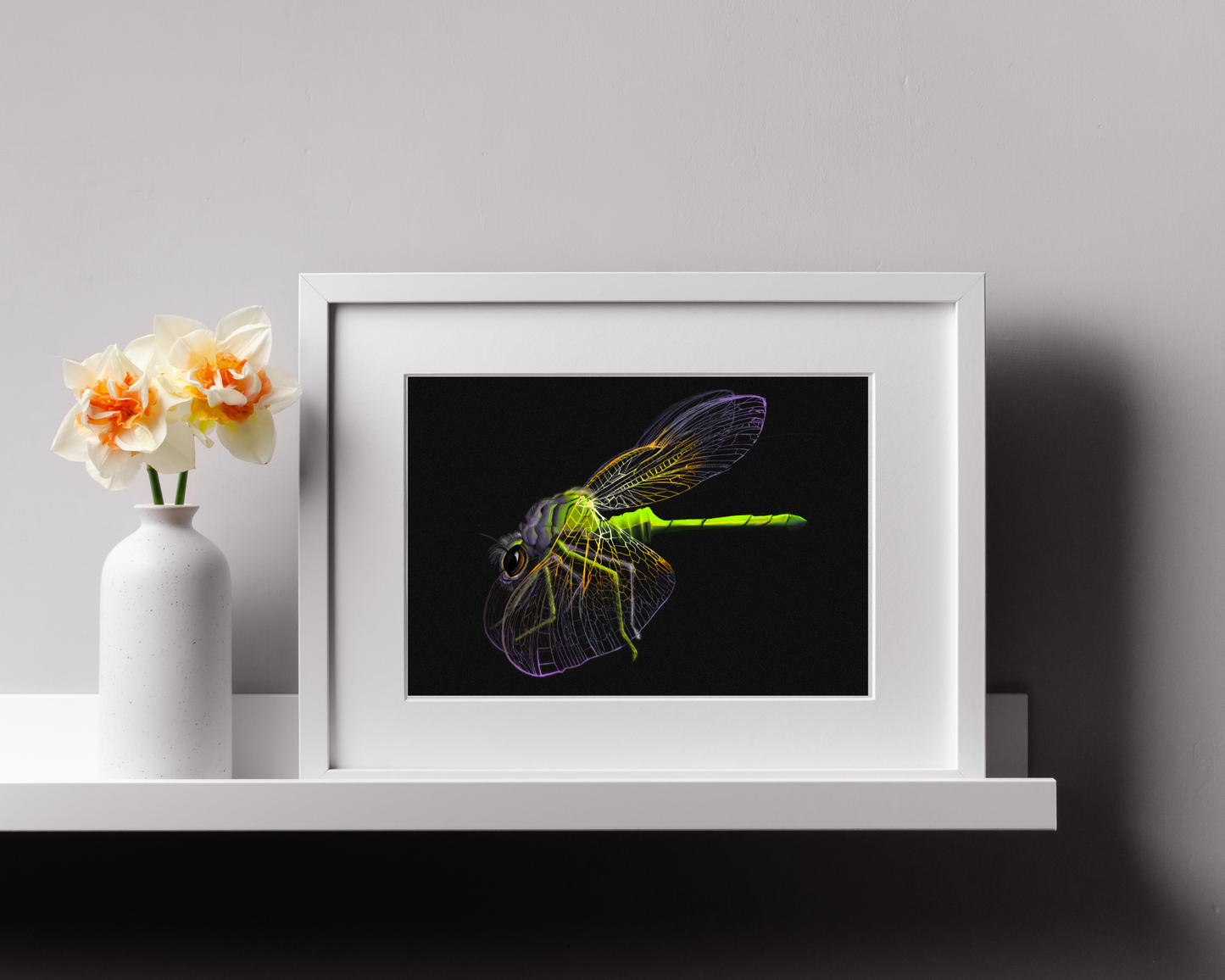 Dragonfly Art Print, Bug Art, Unique Art: 8x10