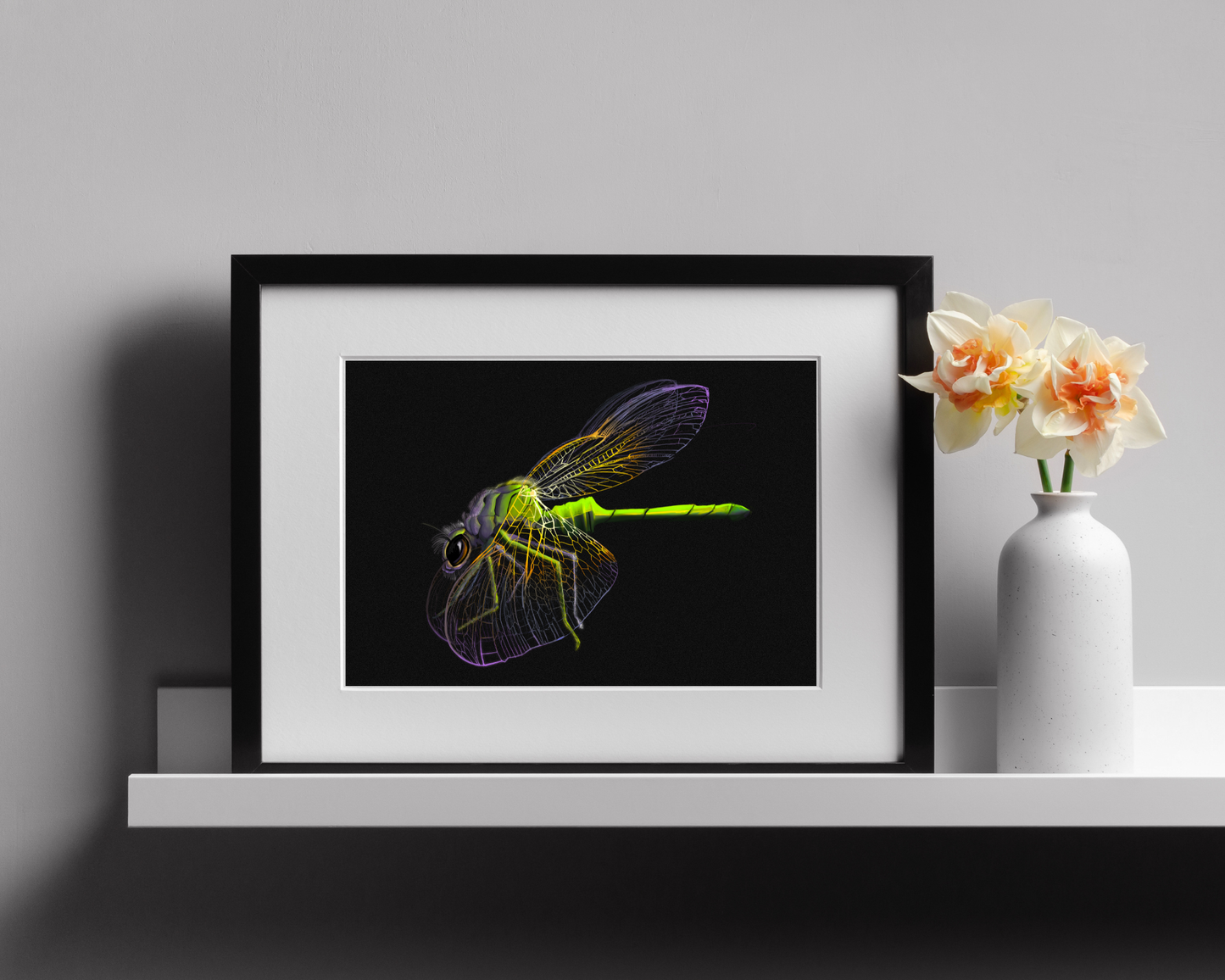 Dragonfly Art Print, Bug Art, Unique Art: 8x10