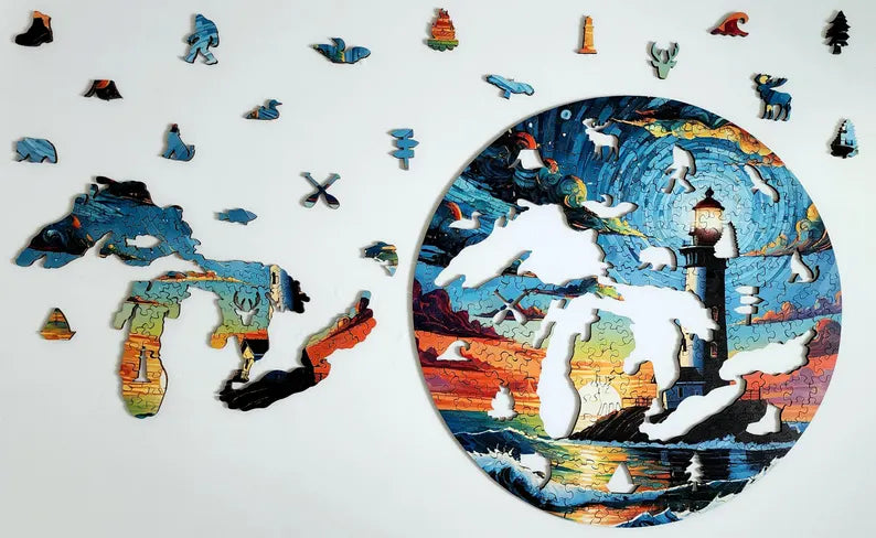 Great Lakes Wooden Jigsaw Puzzle: 220 Pieces