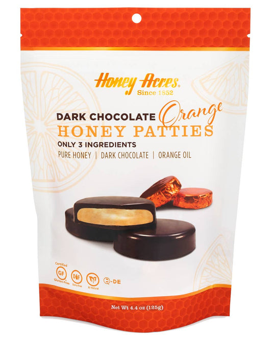 Dark Chocolate Orange Honey Patties: 4.4oz Bag