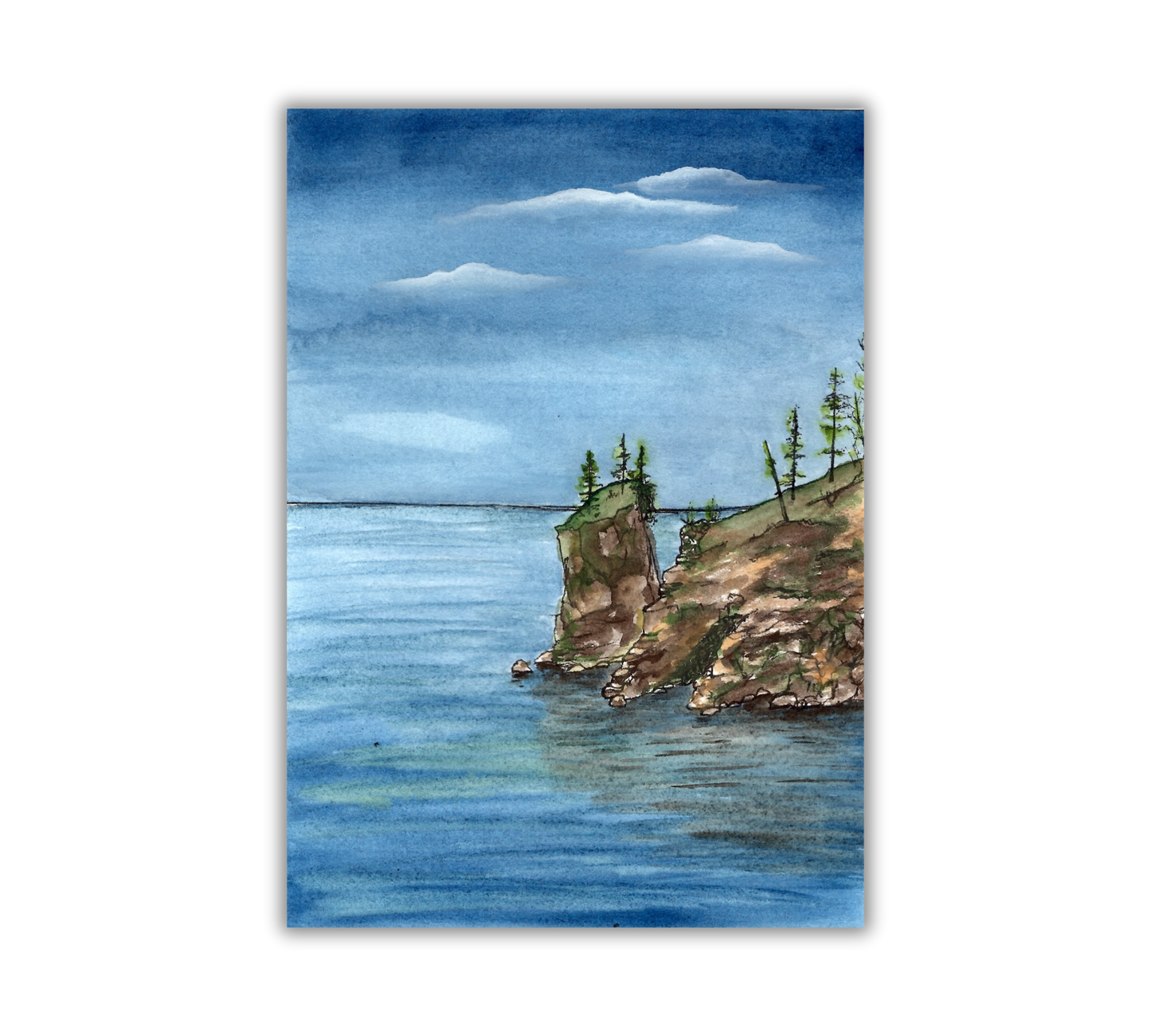 North Shore in Pen and Watercolor - Archival Art Print: 8x10 inches