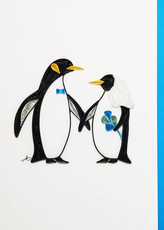 Penguin Wedding Quilled Greeting Card