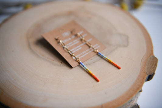 Seed Bead Paperclip Chain Earrings