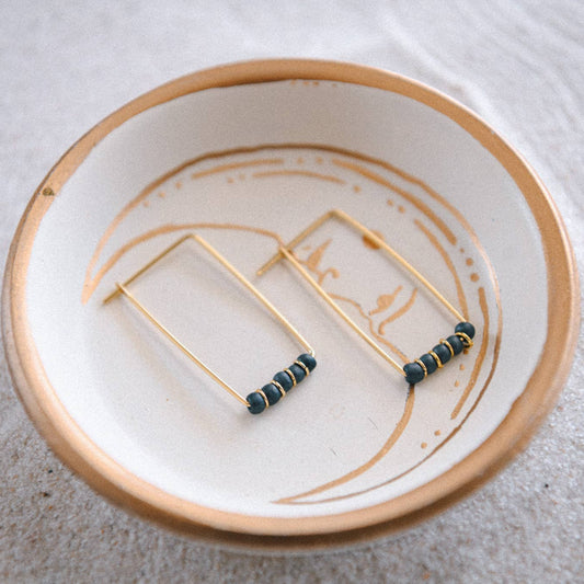 Private Label Genuine Gemstone and Gold-Plated Hoop Earring : Matte Grey