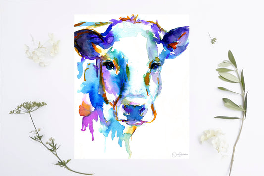 "Cow" Cow Watercolor Print: 8" x 10"