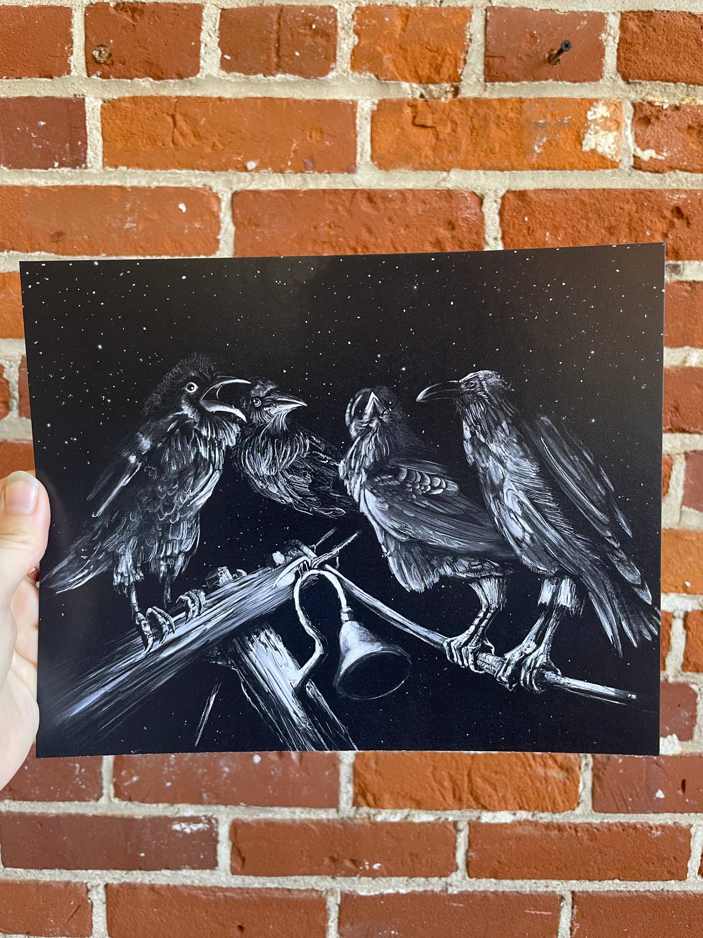 Ravens Muse Art Print, Corvid Bird, Gothic, Crow Art: 8x10