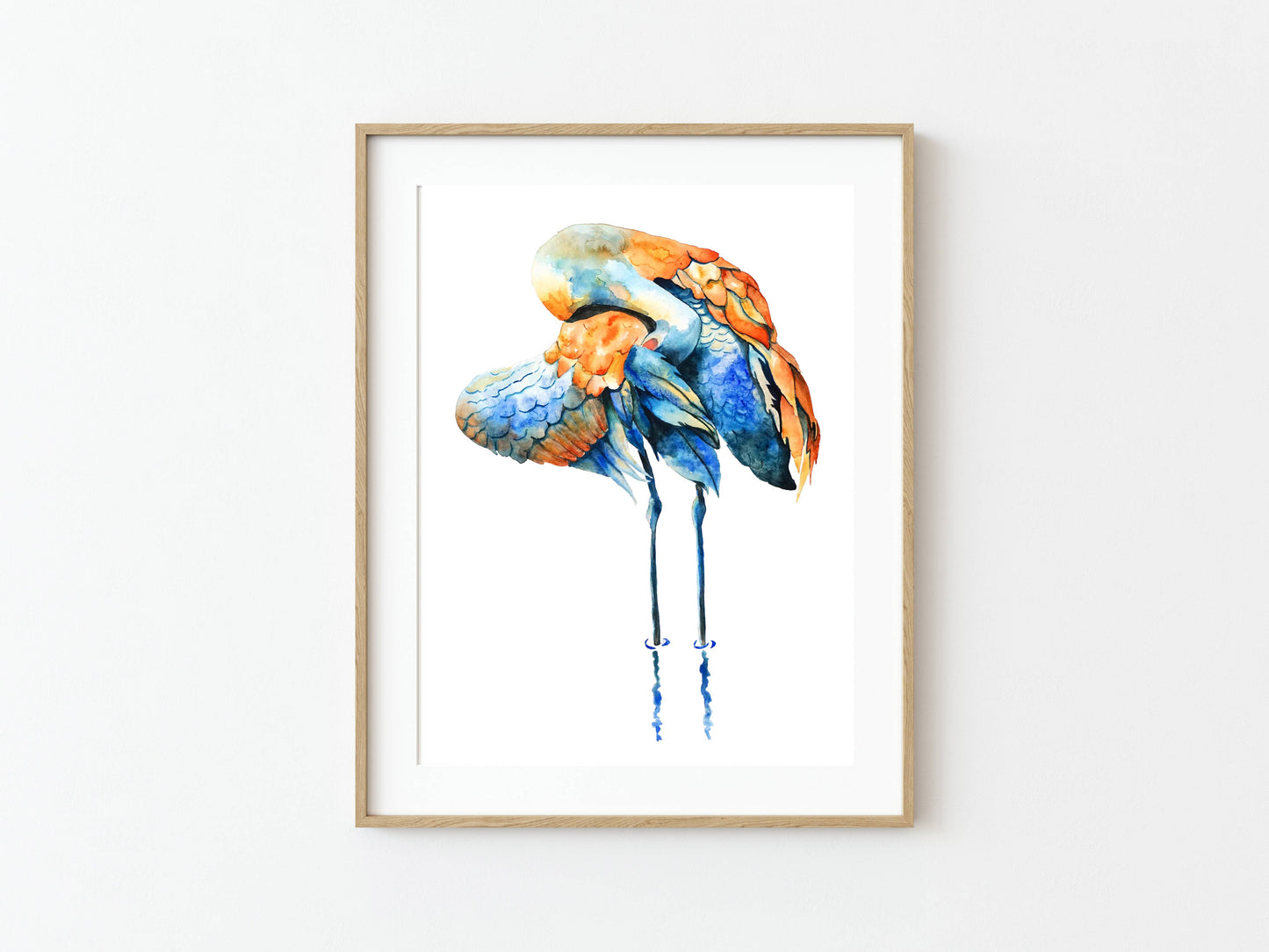 Preening Crane - Watercolor Art Print : 8x10