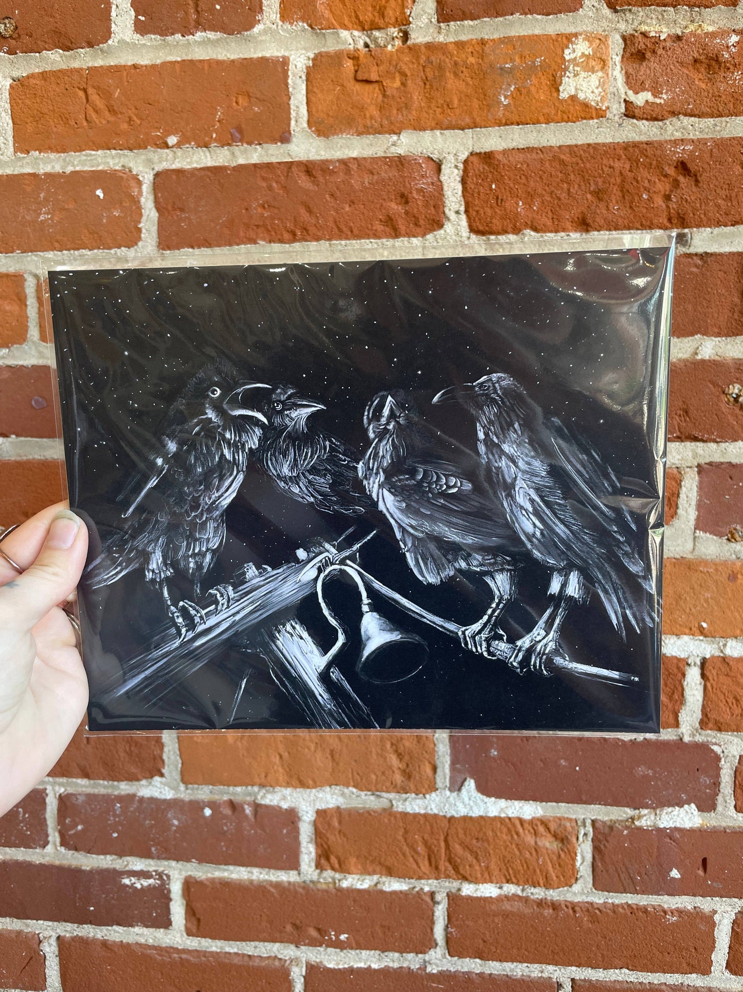 Ravens Muse Art Print, Corvid Bird, Gothic, Crow Art: 8x10