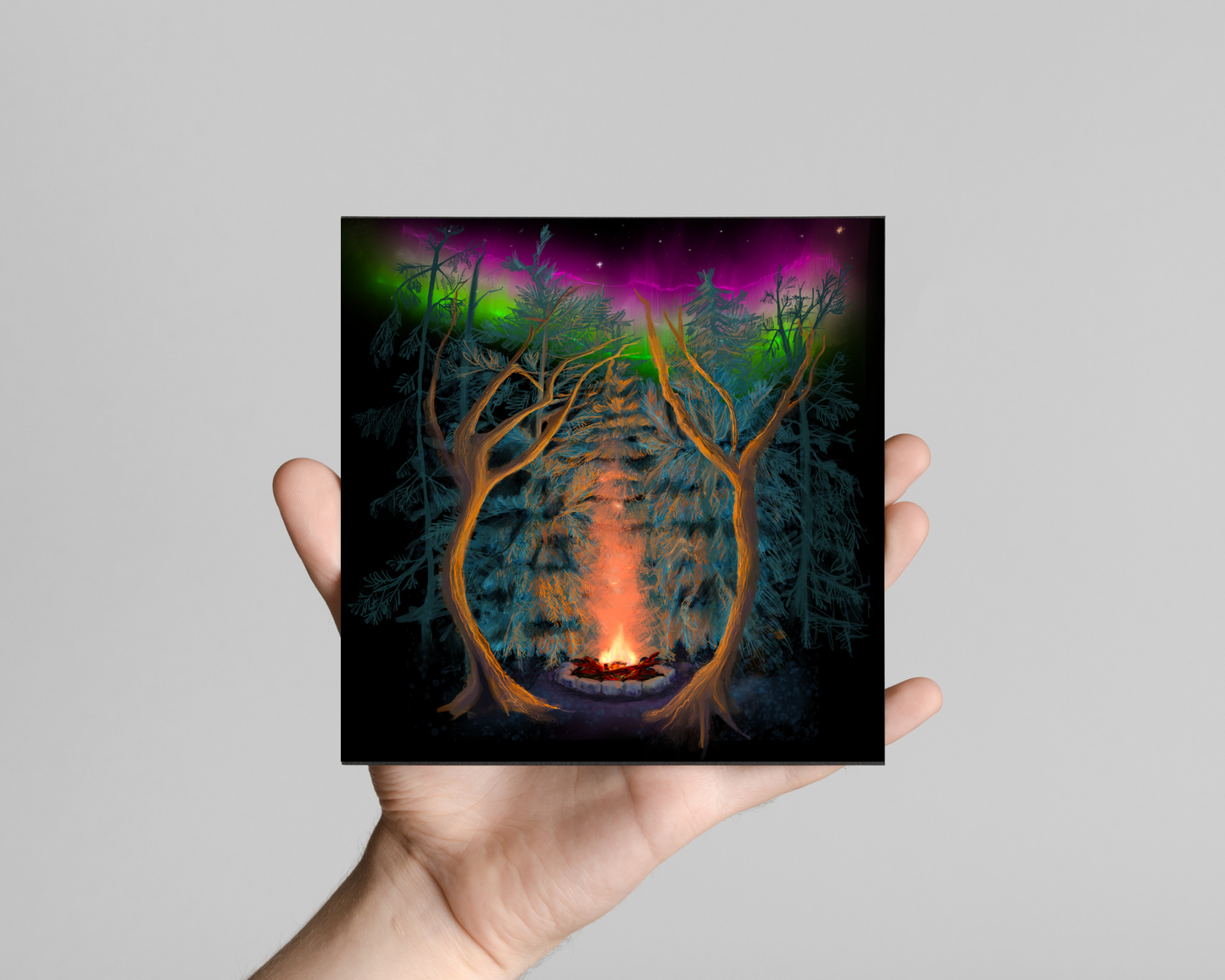 Northwoods Campfire Print | Up North Art: 8x8