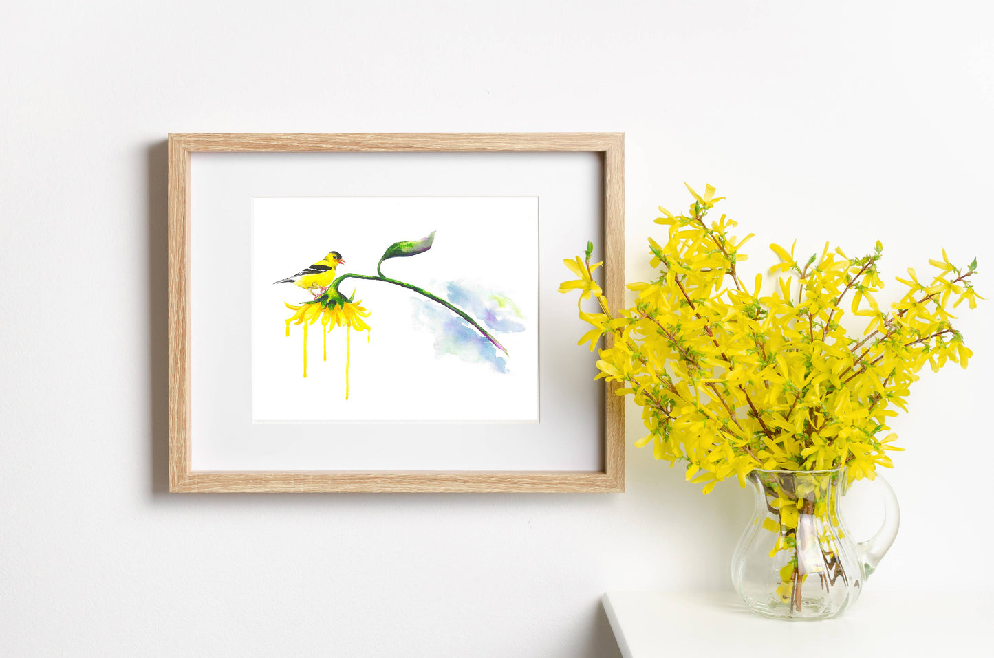 Saturated Goldfinch - Watercolor Print: 8 x10