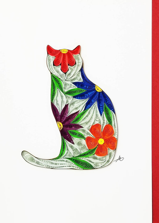 Flower Cat Greeting Card