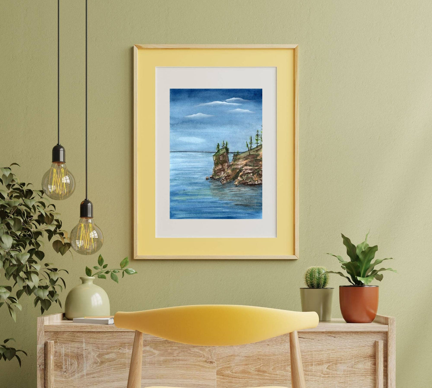 North Shore in Pen and Watercolor - Archival Art Print: 8x10 inches