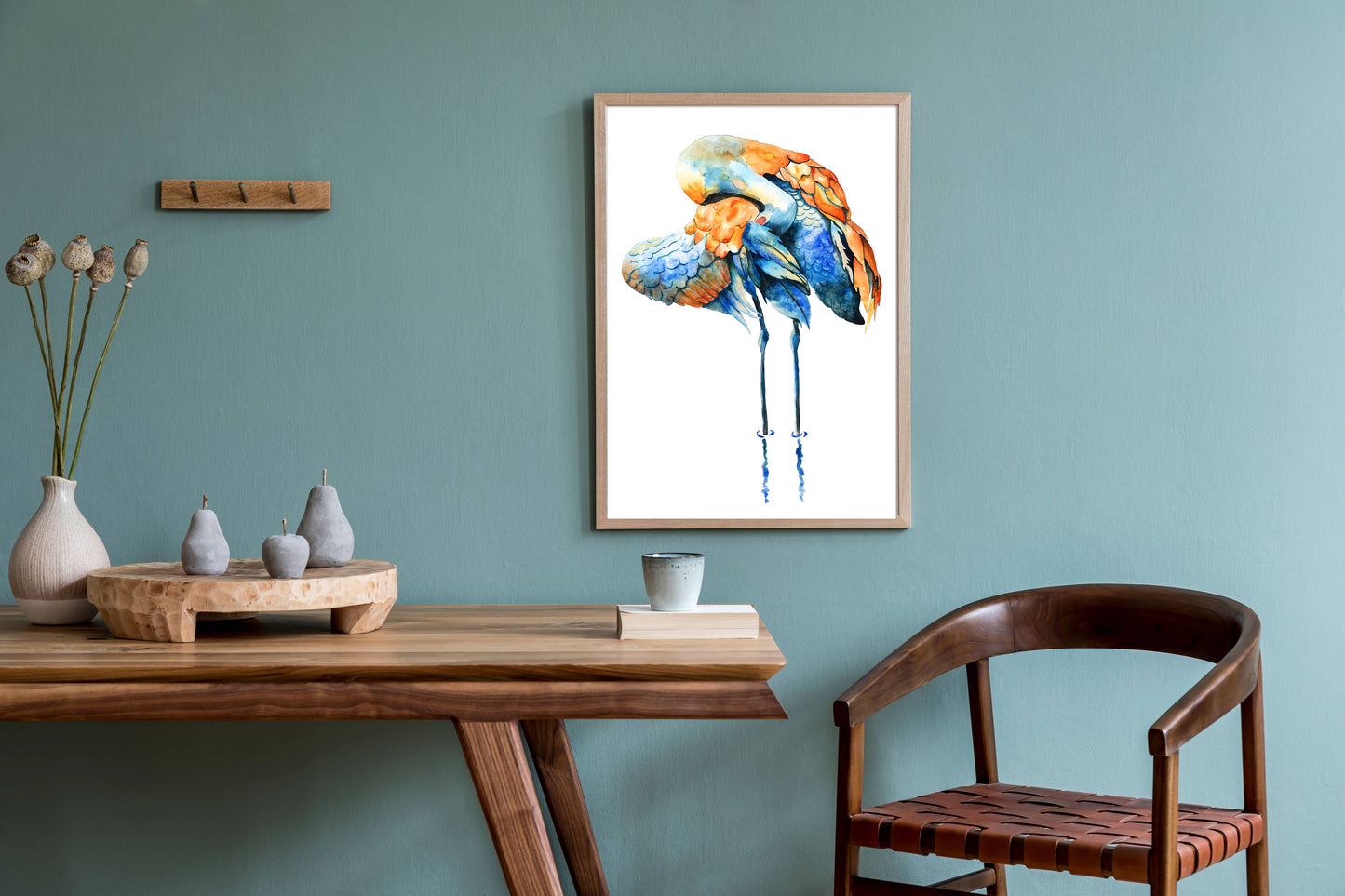 Preening Crane - Watercolor Art Print : 8x10