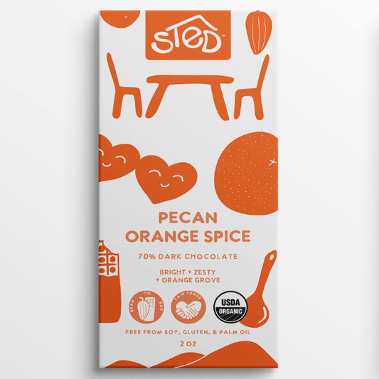 Pecan Orange Spice 2 oz Chocolate Bar