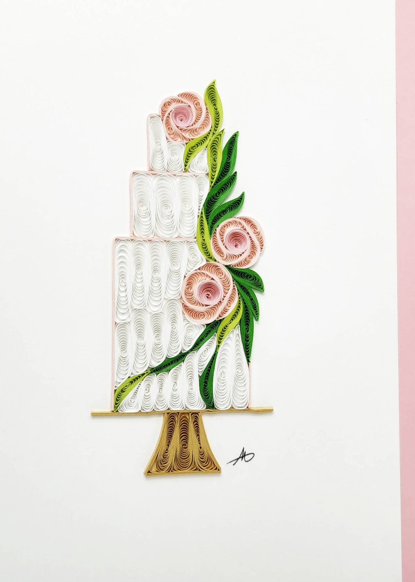 Wedding Cake w/ Roses Greeting Card