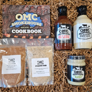 OMC Cookbook, Alabama White Sauce, Honey BBQ Sauce, Malt Vinegar Aioli, Poultry Rub, & Pork Dry Rub