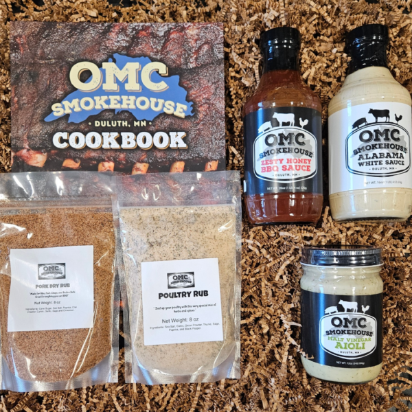 OMC Cookbook, Alabama White Sauce, Honey BBQ Sauce, Malt Vinegar Aioli, Poultry Rub, & Pork Dry Rub